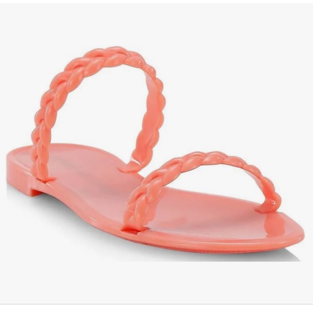 NEW Stuart Weitzman Pink Peach Braida Sawyer Jelly Sandals Slides Women’s 8